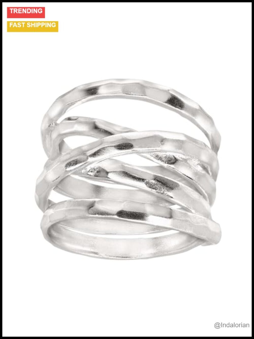 Sterling Silver Overlapping Textured Band Ring
